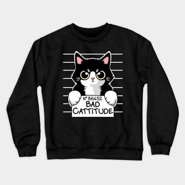 Bad cattitude prisoner cat Crewneck Sweatshirt by NemiMakeit